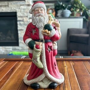 Vintage Christmas Ceramic Santa St. Nick Candle Holder Figurine Decor Sweden